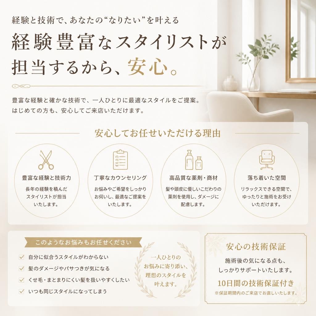 技術力の高いスタイリストによる施術