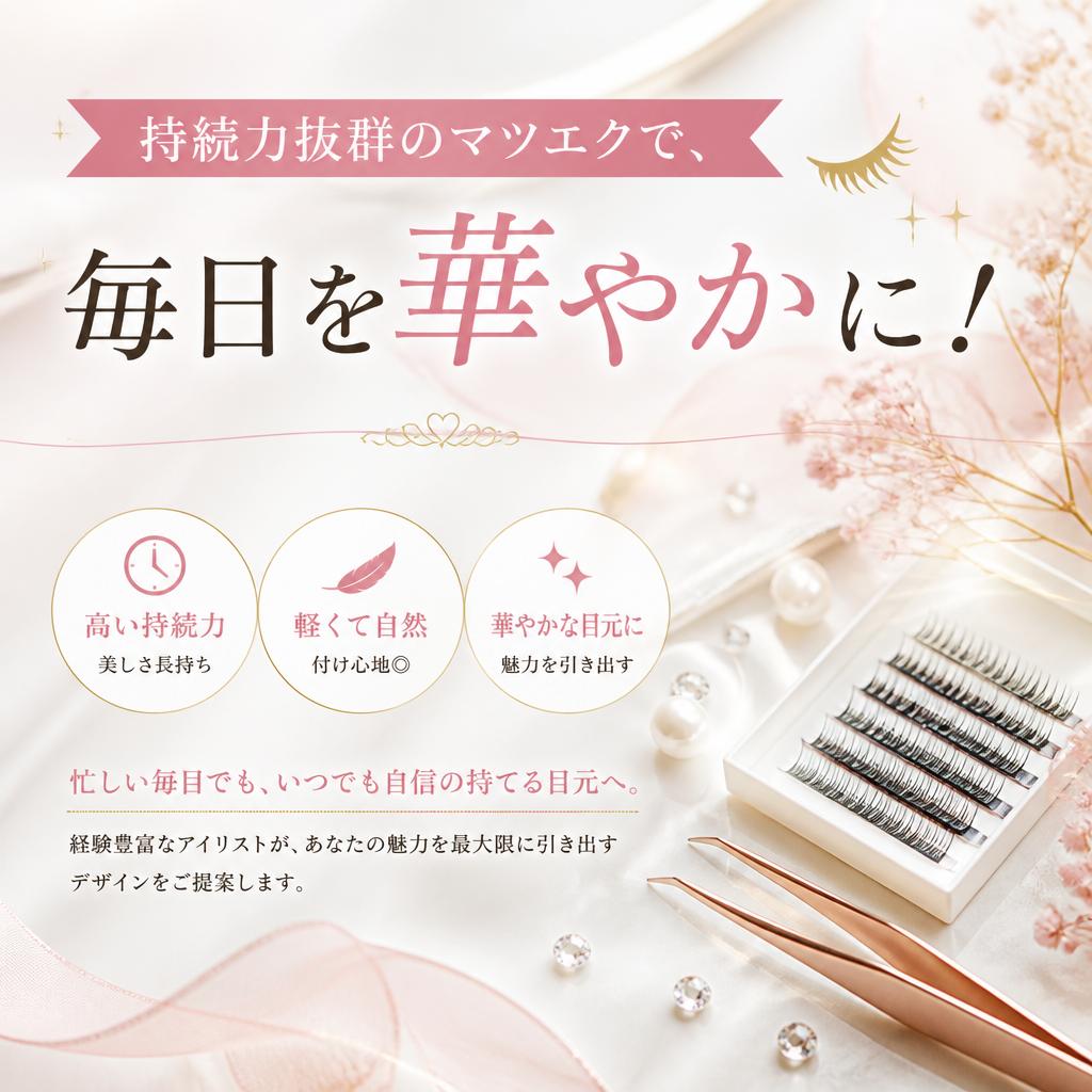 持続力抜群のマツエクで、毎日を華やかに！